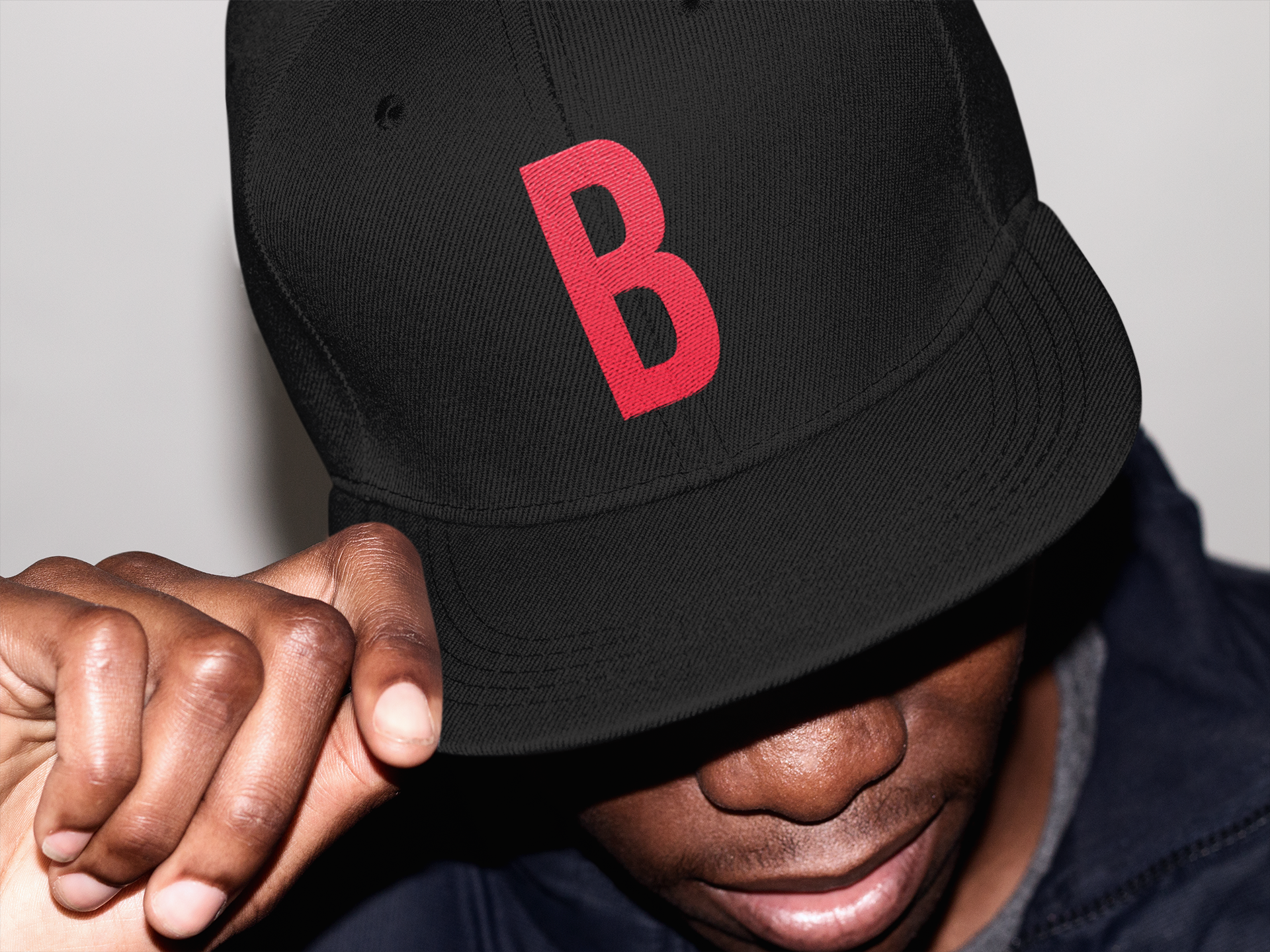 "B" Black snapback